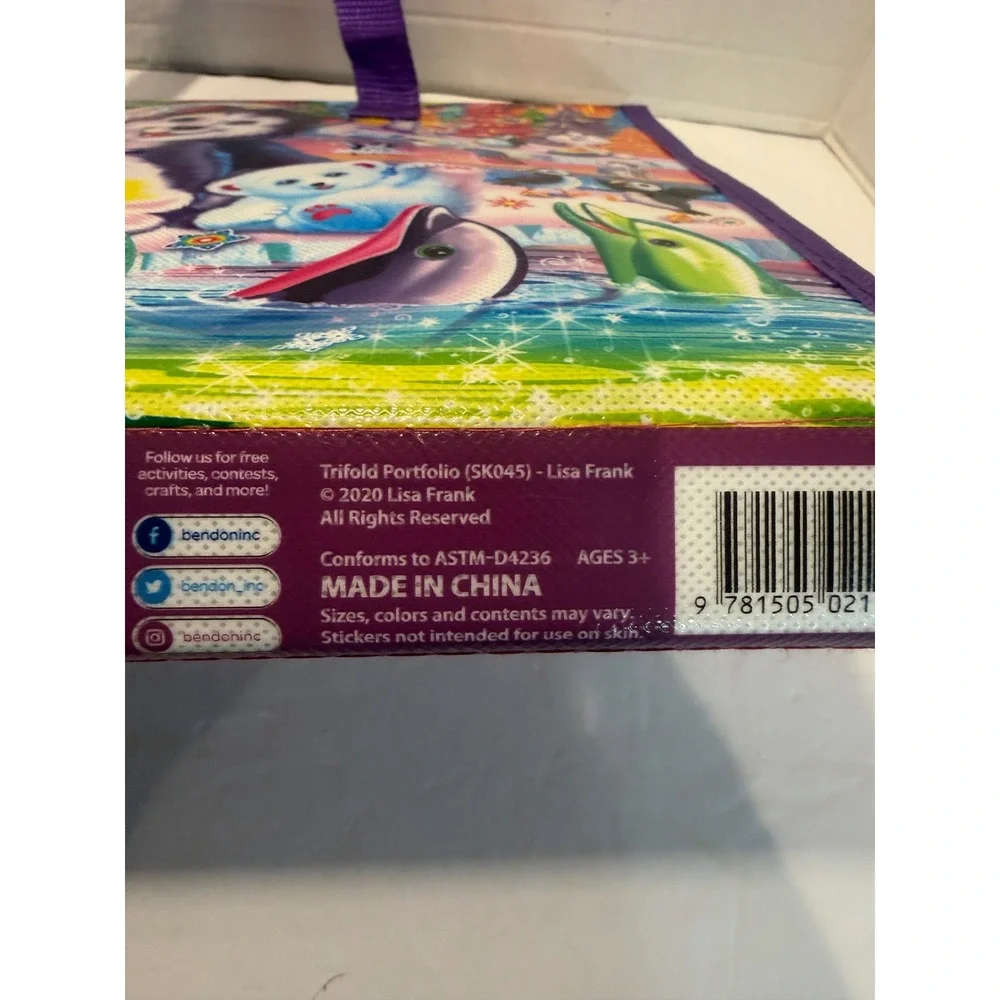 Lisa Frank Tikaani Husky Trifold Portfolio Organizer Bag Rainbow Polka Dot SK045